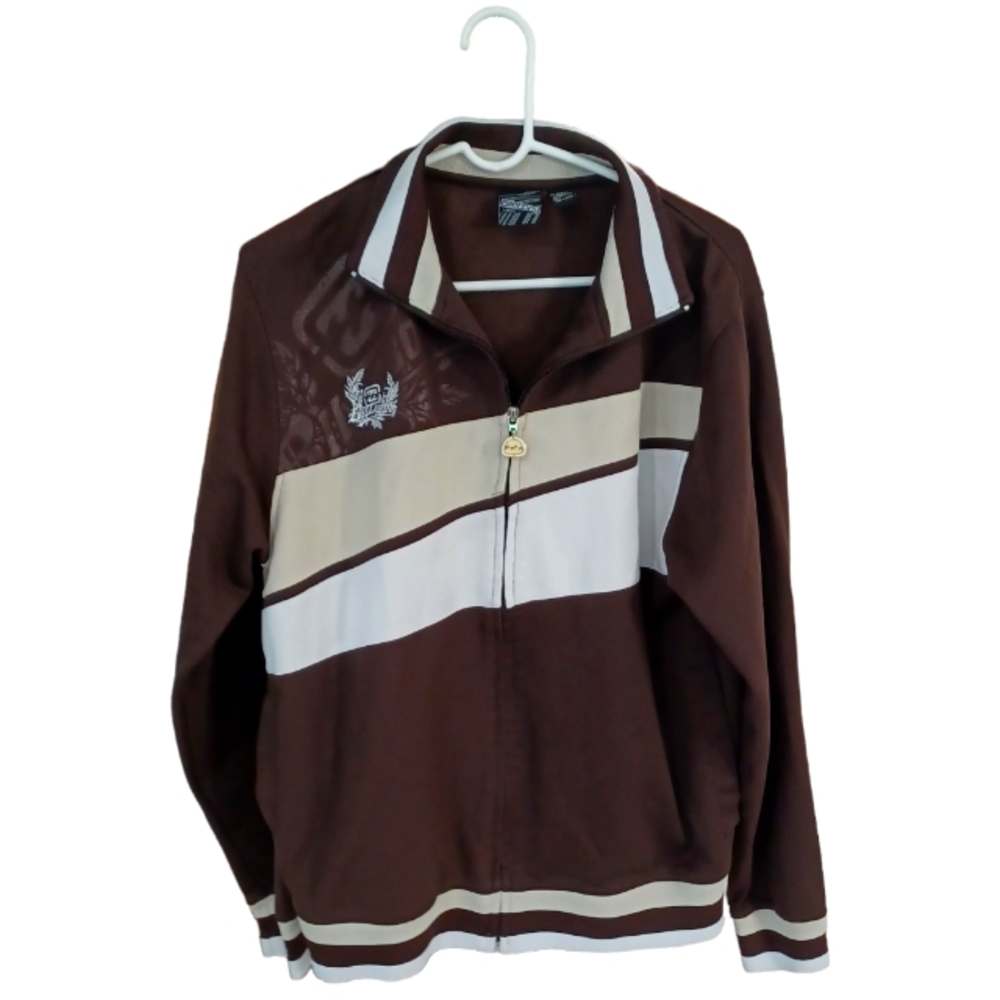 BILLABONG • Large • track jacket brown white surfer full zip retro beach men's